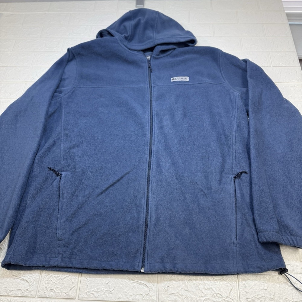 Columbia Mens 3xL Tall Full Zip Fleece Hoodie Blue 100% Polyester